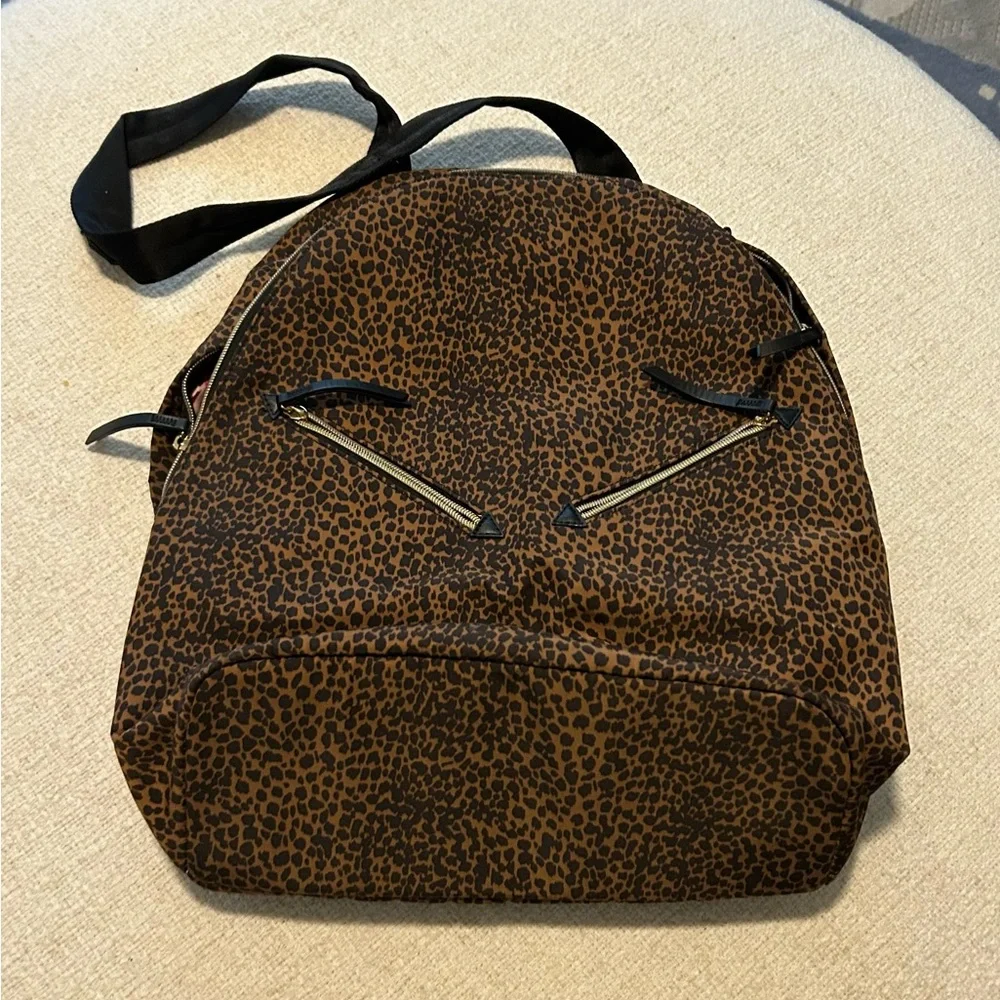 Stella & Dot Leopard Print Brown Backpack